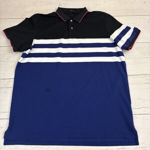 Greyson Golf Polo Shirt Mens XL Blue Striped Golf Performance Logo Short Sleeve